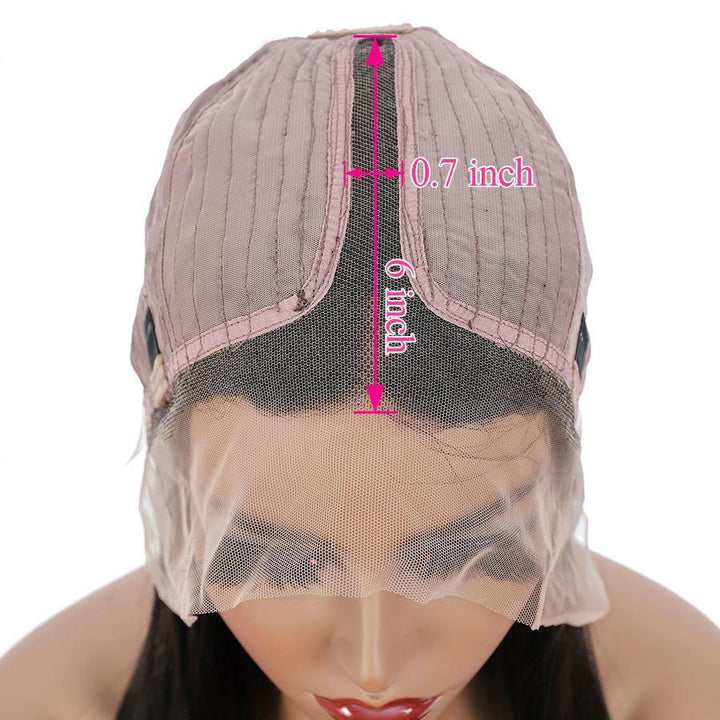 T Part Wigs Straight Human Hair Wigs with Baby Hair 6Inches Deep Middle T Part Lace Front Wigs Black Color