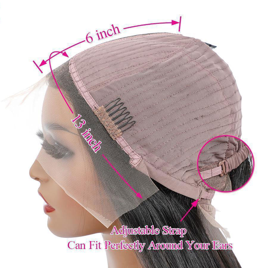 T Part Wigs Straight Human Hair Wigs with Baby Hair 6Inches Deep Middle T Part Lace Front Wigs Black Color