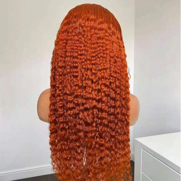 Ginger Lace Front Wig Pre Plucked Kinky Curly Wig Human Virgin Hair