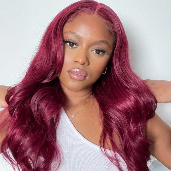 OQHAIR 13x4 4x4 Lace Frontal 99J Body Wave Human Virgin Hair Lace Front Wigs