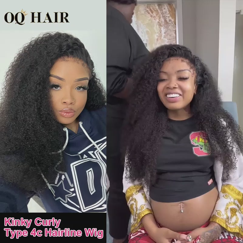 Most Natural Type 4 Hairline Undetectable 13x4 HD Lace Front Wigs with Curly Edges Human Hair Wigs