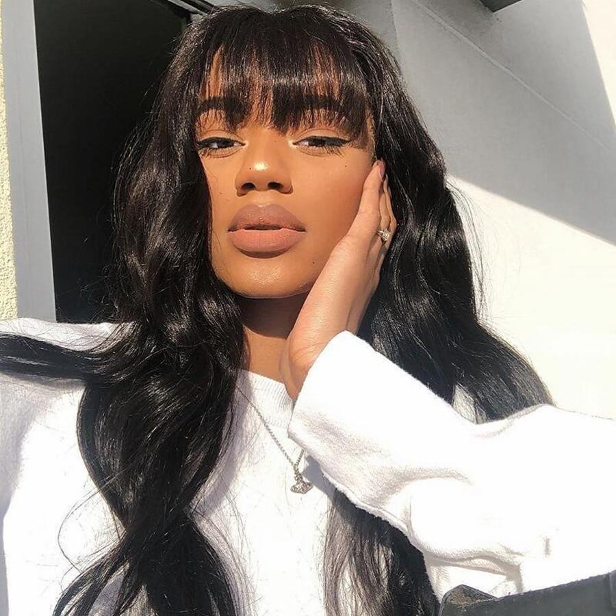 Body Wave Wig Glueless Human Hair Wigs with Bangs