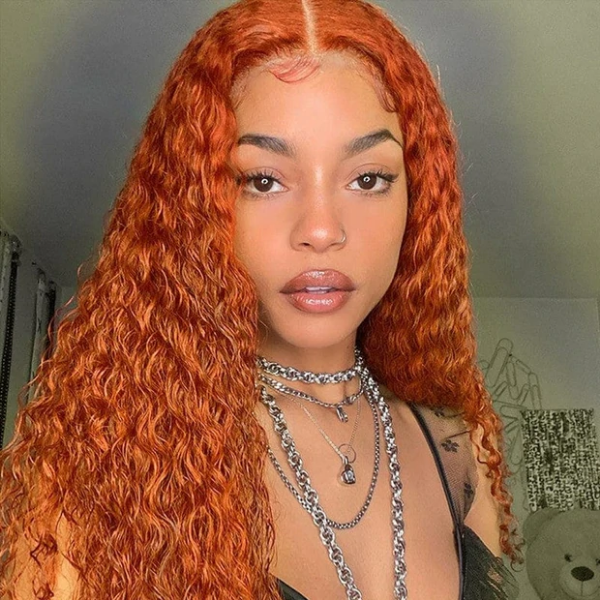 Ginger 13x4 Lace Front Wig Pre Plucked Deep Wave Hair Wig Human Hair