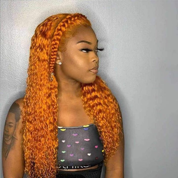 Ginger 13x4 Lace Front Wig Pre Plucked Deep Wave Hair Wig Human Hair