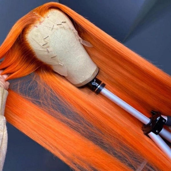 4x4 13x4 Lace Closure Wigs Straight Ginger Orange Human Virgin Hair Preplucked Lace Front Wigs with Baby Hair - ORIGINAL QUEEN HAIR