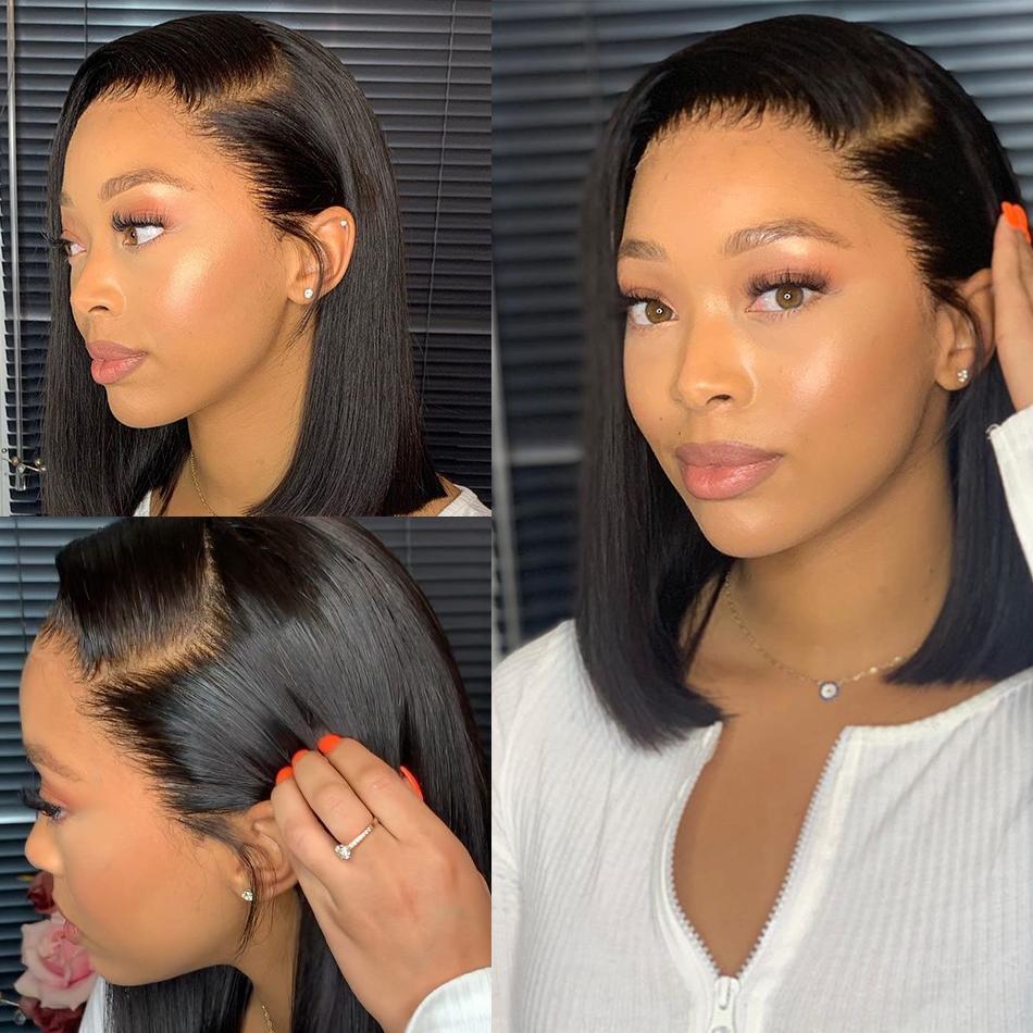 Short Bob Human Hair Lace Front Straight Hair Wigs