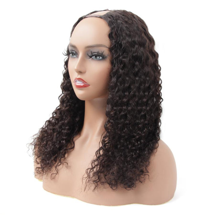 U Part Wigs Human Hair Wigs for Women Brazilian Water Wave Remy Human Hair Glueless Full Head Clip in Half Wig U Shape Wig - ORIGINAL QUEEN HAIR