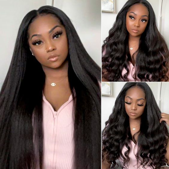 Kinky Straight Pre-Bleached Knots Glueless Wigs 4x6 HD Lace Closure Wigs
