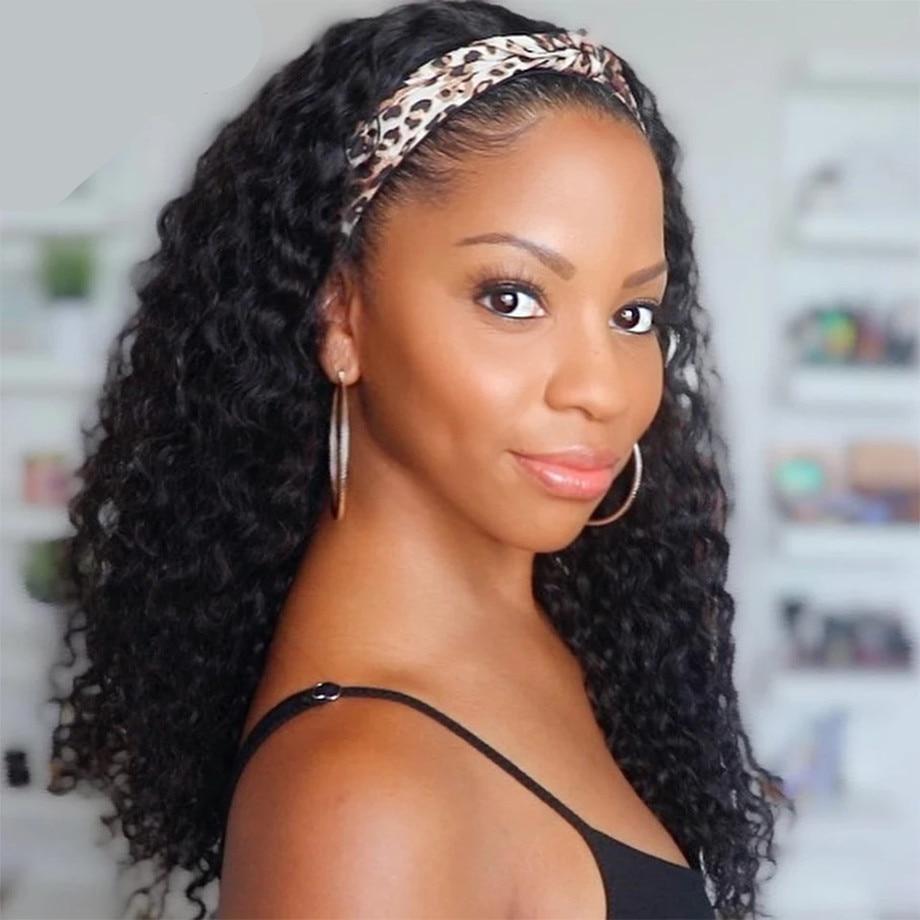 Headband Wig Human Hair Deep Wave Machine Made Wigs