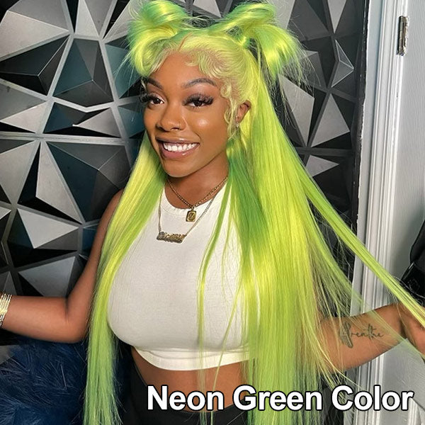 Neon Green Straight Lace Frontal Wig