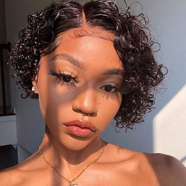 Short Curly Hair Pixie Wig 13x4 Lace Front Wigs