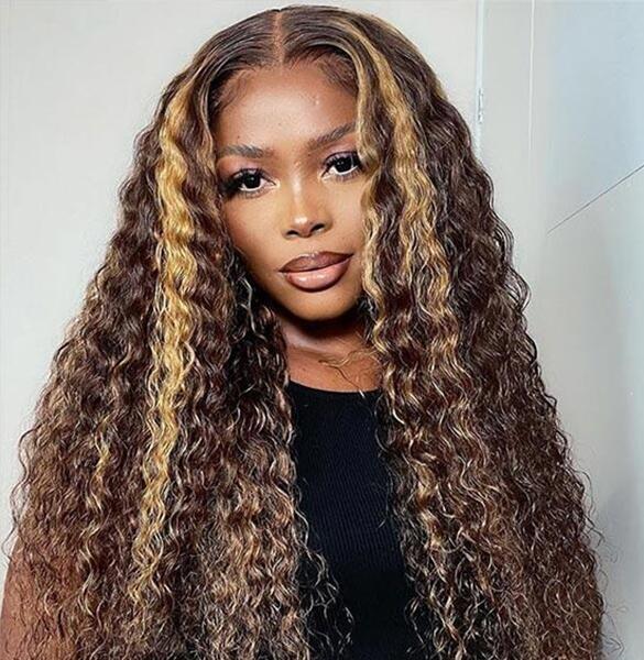 Water Wave 4/27 Highlight Wear Go Glueless Wig Pre-cut 4x6 HD Lace