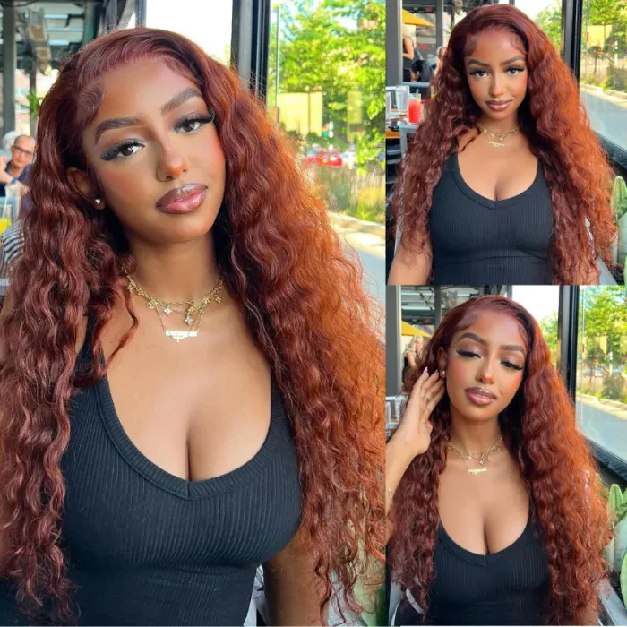 Reddish Brown Water Wave Hair Wig 13x4 Lace Front Wig