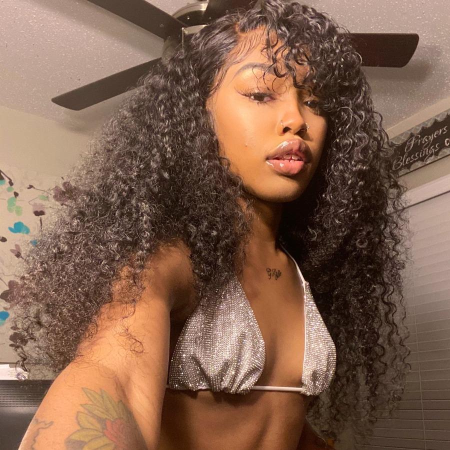 Kinky Curly Virgin Human Hair Wigs with Bangs