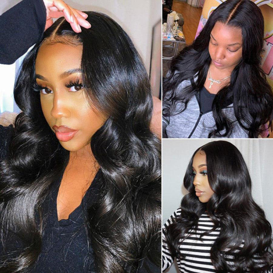 Lace Front Wigs T-part Human Hair Wigs Body Wave 6Inches Deep Middle Lace Part Wigs for Women