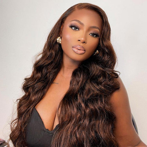 Chocolate Brown Color 13x4 4x4 Lace Front Wigs Preplucked