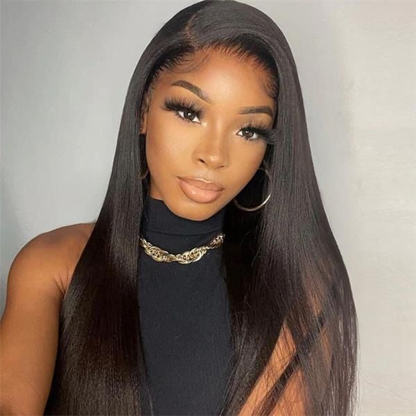 OQ Hair Straight Invisi Drawstring Flexible Fit 360 Glueless Wig Pre-Cut Lace Bleached Knots Wig