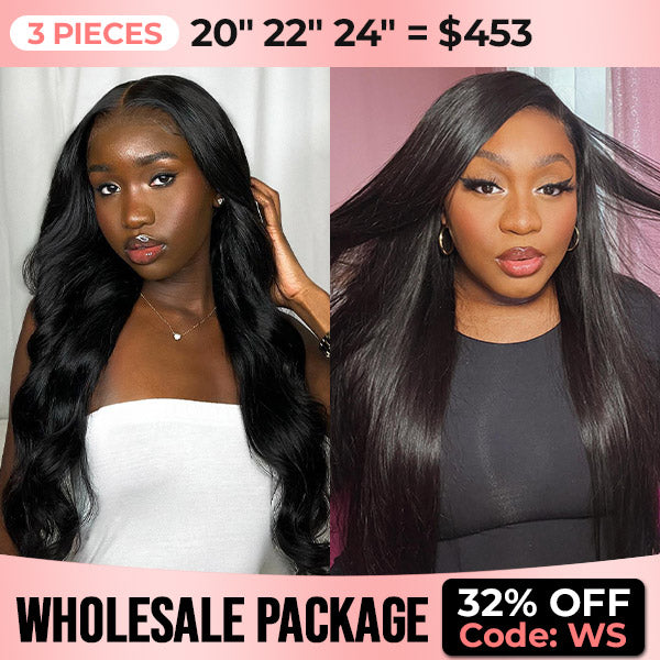 Wholesale Package | 13x4 HD Lace Front Wigs Human Hair Pre Plucked 200% Density