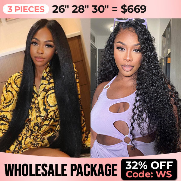 Wholesale Package | Long 13x4 HD Lace Front Wigs Human Hair Pre Bleached