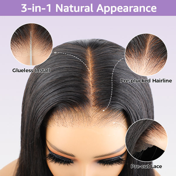 OQ HAIR Glueless Body Wave Highlight Ombre Brown Pre-Cut 7x5 Lace Wear Go Wig Daily Glam