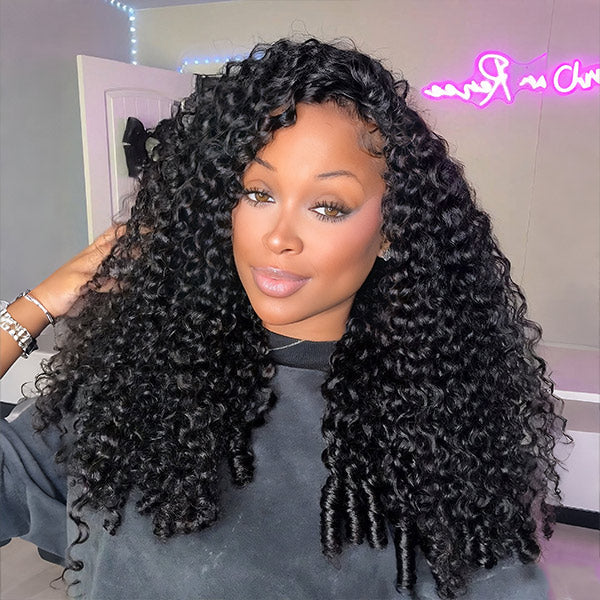 OQ HAIR Salon-Defined Burmese Curly Wear Go Half Wig Natural Blend 3-In-1 Human Hair Half Wig