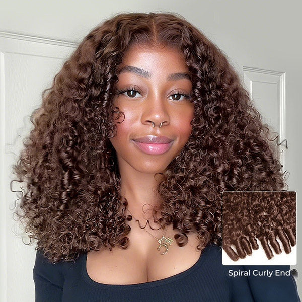 OQ HAIR Glueless Chocolate Brown/99J Color Burmese Curly 9x6 Lace Wear Go Wig