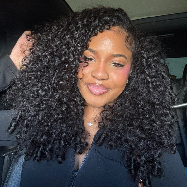 OQ HAIR Salon-Defined Burmese Curly Wear Go Half Wig Natural Blend 3-In-1 Human Hair Half Wig