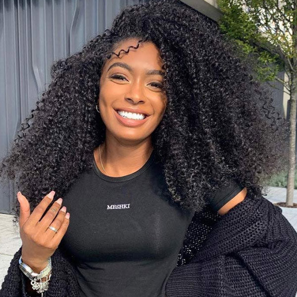 OQ HAIR Bouncy Kinky Curly Snug Fit Wear Go Glueless Wig Pre-Cut 9x6 HD Lace Human Hair Wig Pre-Bleached Knots