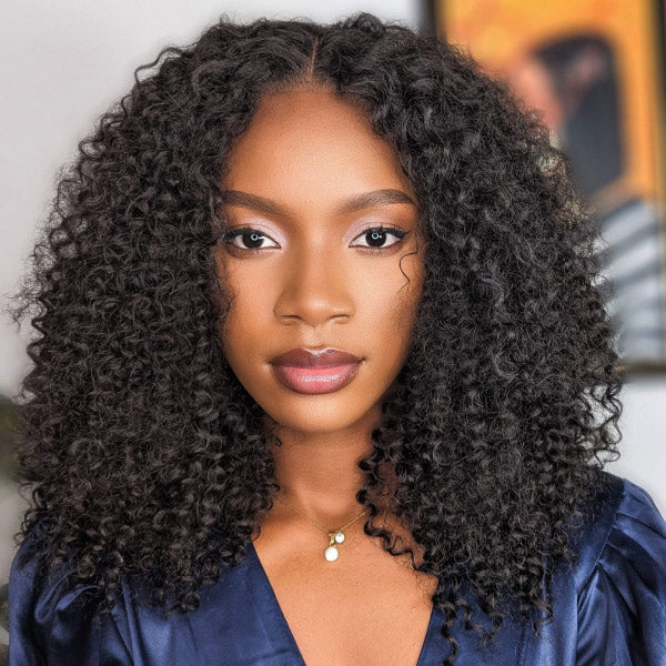 OQ HAIR Bouncy Kinky Curly Snug Fit Wear Go Glueless Wig Pre-Cut 9x6 HD Lace Human Hair Wig Pre-Bleached Knots