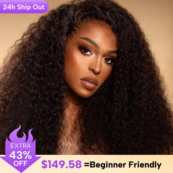 CLEARANCE | Glueless Afro Curly Bleached Knots Wear Go Wig Pre-cut 7x5 HD Lace