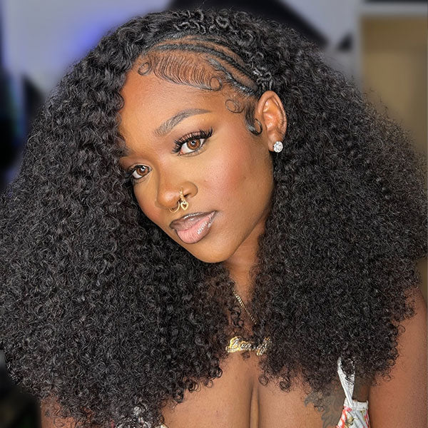 3 In 1 Half Wig | Kinky Curly Glueless Half Wig Invisible Hairline Protective Style