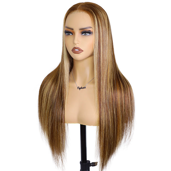 OQ HAIR Straight Highlight Ombre 4/27 Wear Go Glueless Wig 360 Pre-cut Lace Wig
