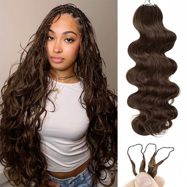 OQ HAIR Body Wave Chocolate Brown Crochet Human Hair Lightweight & Reusable Beginner Friendly Style
