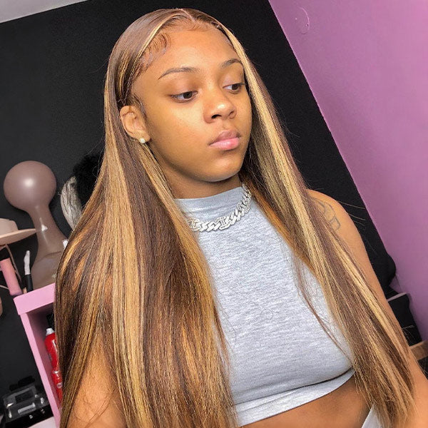 Flash Sale | Straight Highlight Ombre 4/27 Color Wear Go Wig Full 220% Density
