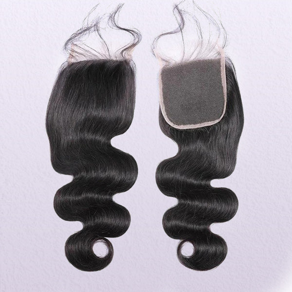 OQ HAIR Body Wave 100% Human Hair 3 Bundles With 4x4 Hand Tied Closure