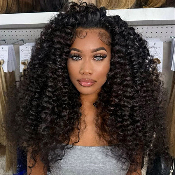 3 In 1 Half Wig | Glueless Loose Curly Elastic Drawstring Natural Blend Wear Go Half Wig