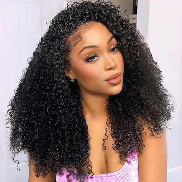 3 In 1 Half Wig | Kinky Curly Glueless Half Wig Invisible Hairline Protective Style