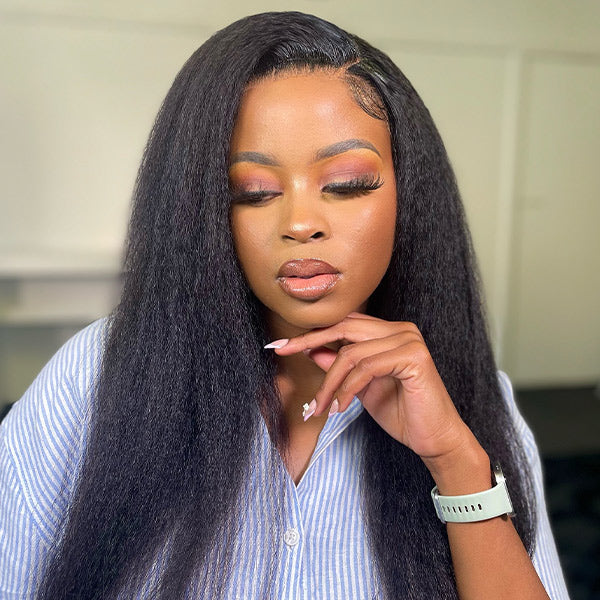3 In 1 Half Wig | Easy Wear Kinky Straight Half Wig Comfortable Fit No Glue Needed