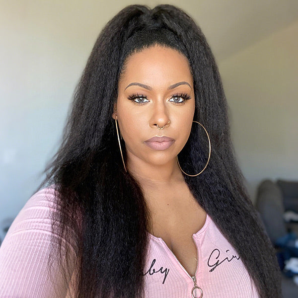 3 In 1 Half Wig | Easy Wear Kinky Straight Half Wig Comfortable Fit No Glue Needed