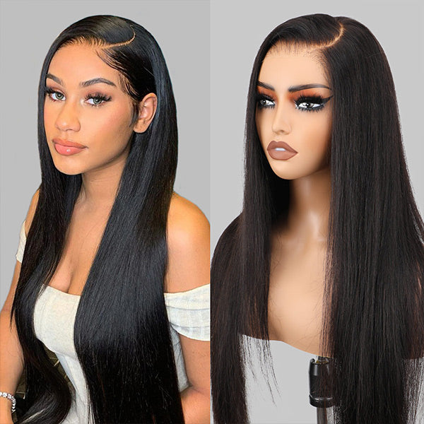 Silk Straight Pre Bleached Knots Lace Front Wigs 13x4 13x6 Lace Wigs 100% Human Hair