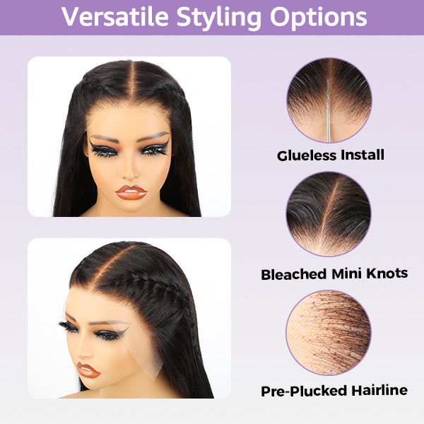 24h Shipping | OQ Hair Block Wig Straight Hair Bleached Knots Wig With Optional Replaceable Zip Lace Tops