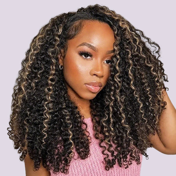 3 In 1 Half Wig | Burmese Curly Highlight 1B/30 Color Wear Go Half Wig Snug Fit