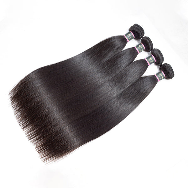 4 Bundles Straight Human Virgin Hair Natural Black