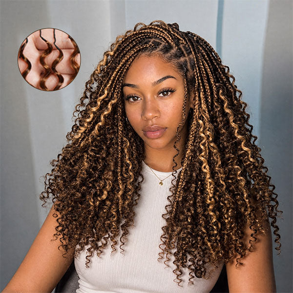 Pre-sale | OQ HAIR Pre Looped Highlight Brown 4/27 Kinky Curly Crochet Human Hair Extensions