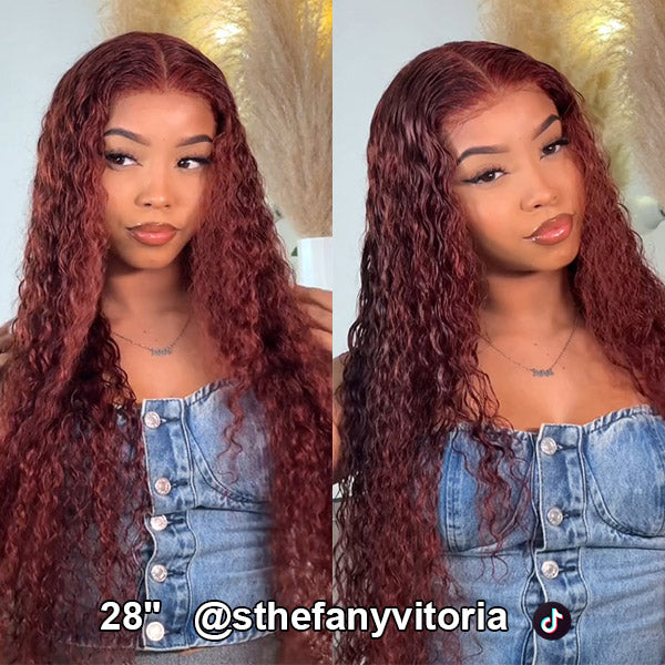 Reddish Brown Water Wave Hair Wig 13x4 Lace Front Wig