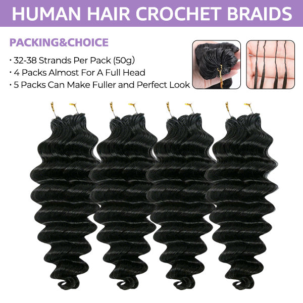 OQ HAIR Pre-Separated Loose Deep Crochet Human Hair Salon-Quality Boho Hair Braids