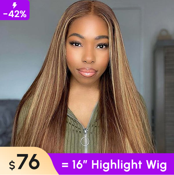 Clearance Sale | Straight Highlight 4/27 4x4 Lace Closure Wigs Human Hair