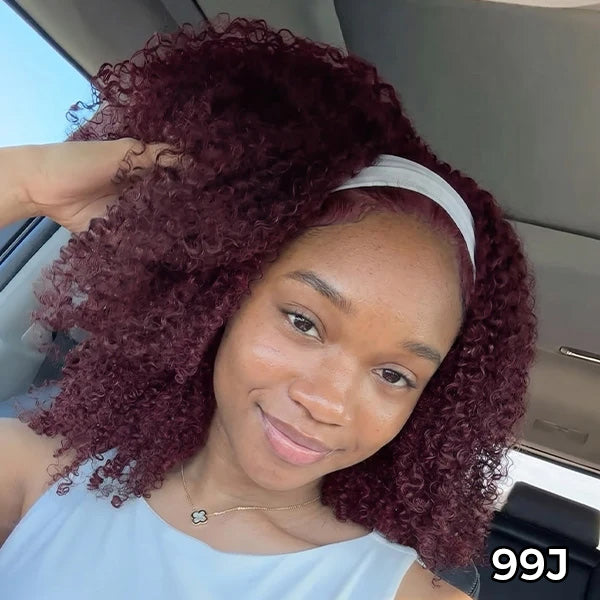 OQ HAIR Kinky Curly Headband Wig Human Hair Scarf Wig No Gel No Glue Jerry Curl Hair Wig With Headband
