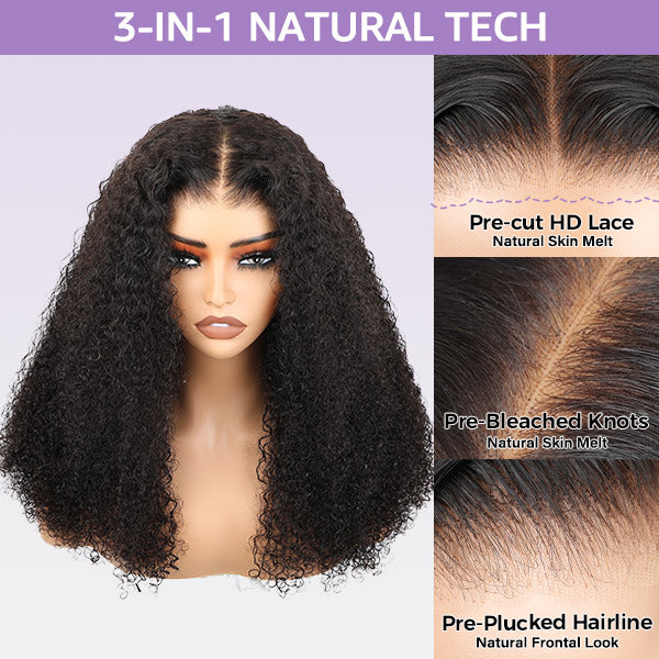 Afro Curly Glueless Wig Bleached Knots Elastic Drawstring 13x4 13x6 HD Lace Frontal Wig With Natural Hairline
