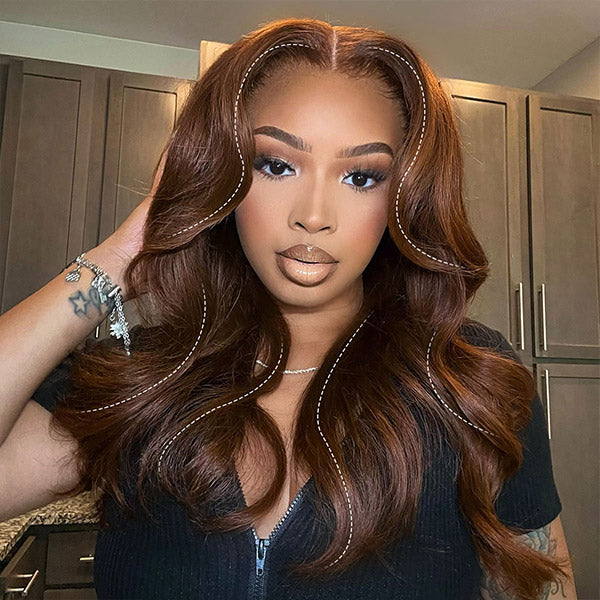 OQ HAIR Glueless Body Wave Chocolate Brown Color Layered Cut Face Framing Wear Go Wig